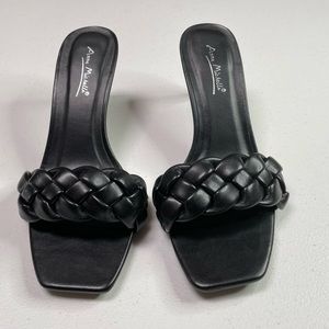 Size 7.5 black braided heel